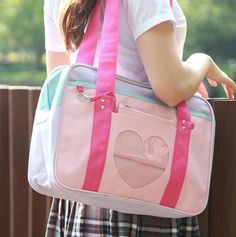 Kawaii Pastel Handbag – Ibentoy Pastel Handbags, Preppy School Bag, Japanese School Bag, Heart Handbag, Anime Bag, Everyday Purse, Student Bag, Handbag Organization, A Gym