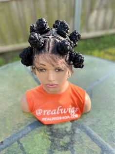 Braided wig. Handmade Bantu traditional wig with baby hair.wig is just as pictur | eBay Beaded Wig, Curly Head, Curly Wig, Braids Wig, Artistic Hair, Head Band