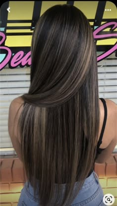 Carmel Highlights, Highlights For Dark Brown Hair, Brown Straight Hair, Rambut Brunette, Brown Hair Looks, Hair Inspiration Long