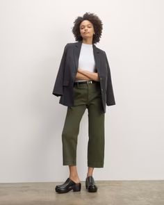 The Utility Straight-Leg Pant Dark Forest – Everlane Workwear Straight Chino Cotton Twill Cargo Pants, Chino Cotton Twill Straight Cargo Pants For Work, Chino Cotton Twill Cargo Pants For Work, Casual Cropped Work Pants For Fall, Casual Cropped Leg Work Pants For Fall, Cotton Wide Leg Pants With Straight Hem For Fall, Fall Cotton Wide Leg Pants With Straight Hem, Work Pants With Five Pockets In Chino Cotton Twill, Relaxed Fit Straight Leg Work Pants For Fall