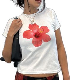 Graphic Tee Y2k, Graphic Baby Tee, Baby Graphic Tees, Hibiscus Flower, Hibiscus Flowers, Baby Prints, Baby Tee, Street Style Women, Infant Tees