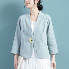 Spring Summer Cotton Linen Retro Casual Jacket Spring Blazer With Stand Collar And Pockets, Spring Blazer With Pockets And Stand Collar, Spring Floral Embroidered Long Sleeve Cardigan, Long Sleeve Floral Embroidered Cardigan For Spring, Casual Embroidered Long Sleeve Blazer, Casual Embroidered Blazer With Long Sleeves, Casual Stand Collar Blazer For Spring, Casual Blazer With Stand Collar For Spring, Casual Spring Blazer With Stand Collar