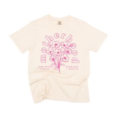 Motherhood Florals - Some Days I Thrive Other Days I Survive - SHORT SLEEVE COMFORT COLORS TEE - Bright Pink Design Organic Cotton Short Sleeve T-shirt With Letter Print, Pre-shrunk Organic Cotton Short Sleeve Shirt, Pink Relaxed Fit Organic Cotton T-shirt, Pink Relaxed Fit T-shirt In Organic Cotton, Relaxed Fit Pink T-shirt In Organic Cotton, Pink Text Print T-shirt For Everyday, Pink T-shirt With Text Print, Basic Organic Cotton Spring T-shirt, Pink Short Sleeve Organic Cotton T-shirt