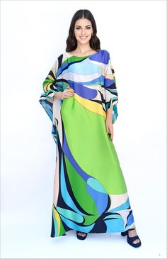 "Upgrade your wardrobe with our abstract art print kaftan! Stand out from the crowd with its bold and vibrant designs, crafted from high-quality and durable materials and possible with the free of charge for length and size custom made. Shop now and elevate your fashion game with this versatile wardrobe essential.  *please be noted, this kaftan is blended silk- if you prefer the 100% silk please type \"pure\" or \"natural\" in my shop as I do have different fabric composition. FEATURES - Blue, Black, White - Floral Abstract Arts Prints - Personal Custom Made - Full Length Kaftan Half-Sleeves - Designer Silk Kaftan - Plus Size and Custom Length - Resort Wear, Beach Wear, Lounge Wear, Pool Cover Up Kaftan - Boat Neck -------------------------------- DETAIL  * The size can be adjusted to fit Green Silk Floor-length Kaftan, Multicolor Silk Dress With Kimono Sleeves, Patterned Silk Kaftan For Spring, Silk Patterned Kaftan For Spring, Spring Silk Patterned Kaftan, Spring Silk Kaftan With Abstract Print, Elegant Multicolor Maxi Dress With Kimono Sleeves, Silk Dresses With Vibrant Green Print, Silk Dress With Vibrant Green Print