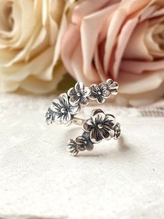 Sterling Silver Flower Jewelry, Tassel Anklet, Inexpensive Jewelry, Floral Jewelry, Spring Jewelry, Cheap Jewelry, Flower Jewelry, Floral Jewellery, Apple Blossom