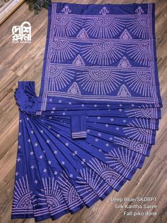 A piece of Glorious Art that will make you feel Special, Georgeous And Elegant at any occasion.  Extraordinary Hand Stiched Kantha Saree, Deep Blue Blended Bangalore Silk with Baby Pink color Gujrati Kantha Works allover, Elegant, Classy Saree To make each of our Kantha Saree, 2 people works for 2 months. Each Sarees Contains the story of a poor family's day life and hard work.  Gujrati work allover,  Best Quality Shantinicatoni Saree Fall Piko Done Ready to Ship in USA Hand Stitched with White Cotton Thread Fabric - Blended Bangalore Silk Length - Saree 5.5 mtr Blouse piece - 1 mtr Dry Wash Only Occasion...Wedding ,party wear saree Please what's app +1 518 424 5187 if you have any question. Disclaimer : Pictures and videos are taken under natural lights but still there might be slight col Kutch Work Saree, Classy Saree, Kantha Sarees, Kutch Work Designs, Kutch Work, Poor Family, Baby Pink Colour, Elegant Saree, Hand Embroidery Design Patterns