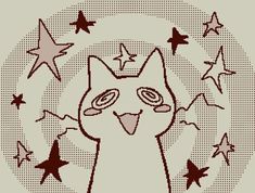 a drawing of a cat with stars around it