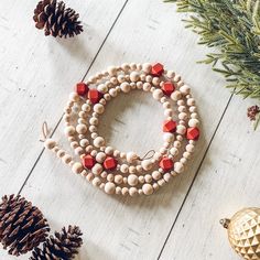 decorative wooden beads Red Hexagon, Farmhouse Boho Decor, Boho Farmhouse Decor, Holiday Garland, Wooden Bead Garland, Christmas Tree Garland, Garland Christmas, Holiday Garlands, Tree Garland