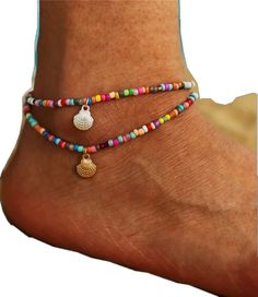 Bohemian Colorful Beads Anklet For Vacation, Bohemian Round Beads Anklets For Beach, Multicolor Tiny Beads Bracelets For Beach Season, Multicolor Tiny Beads Bracelet For Beach Season, Beaded Bracelets For Beach Festival With Tiny Beads, Bohemian Summer Anklets With Colorful Beads, Colorful Beads Anklet For Festival, Beaded Anklets For Beach Season, Bohemian Anklets With Round Beads For Beach Season