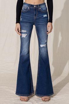 Looking for sexy blue jean with stars and stripe details? Shop our My Allegiance Bootcut Jean now at Miss Me! Bootcut Flare Jeans, Super Flare Jeans, Dark Wash Flare Jeans, Jeans Collection, Bootcut Jean, Denim Gift, Denim Accessories, Jumpsuit Shorts Rompers, Body Dress