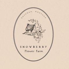 the logo for snowberry flower farm, which is located on an old - fashioned frame