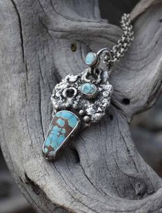 Raw Sterling Turquoise Necklace, Rustic, Pendant, Pinned, Metalsmith Jewelry Metalsmith Jewelry, Metalsmithing Jewelry, Antique Keys, The Pilot, Royston Turquoise, Pink Gemstones, Rolo Chain, Recycled Sterling Silver, Fun Earrings