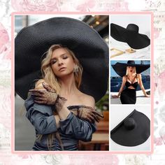 Unique Styles Boutique - Extra Large, Black, Floppy Hat Oversized. Great For Pool Parties Beach Summer Head Shade Cover. Very Boho Chic Guess Bebe Betsy Johnson, H&M Urban Outfitters Jessica Simpson Express Reformation Express Trendy Classy Elegant Fashion Style. Wide Brim Hats For Pool, Black Straw Hat With Curved Brim For Pool, Black Summer Straw Hat For The Pool, Black Summer Straw Hat For Pool, Adjustable Black Straw Hat For Pool, Summer Black Straw Hat For Pool, Black Curved Brim Sun Hat For Pool, Black Wide Brim Sun Hat For Pool, Black Spring Pool Hat