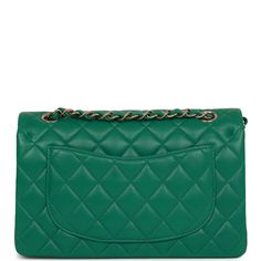 Chanel Green Lambskin Small Classic Double Flap Light Gold Hardware – Madison Avenue Couture Chanel Box, Bag Green, Somali, Sierra Leone, Green Bag, Green Leather, Flap Bag, Lambskin Leather, Handbag Backpack