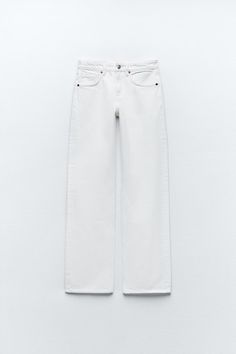 Zara Jeans Wide Leg, Jeans Wide, Crochet Shirt, Zara White, Jeans White, Fabric Belt, Zara Jeans, Pocket Jeans, T-shirt Polos