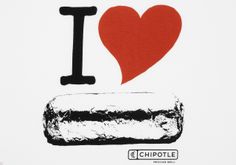 i love chipotle with a hot dog in the middle and a heart above it