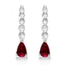 Pear Ruby & Diamond Graduated Drop Earrings 14k White Gold (0.80ctw) Dresses Pictures, Wedding Dress Photos, Birthstone Gems, Gold Jewelry Gift, Diamond Dangle Earrings, Colorless Diamond, Ruby Earrings, Photos Wedding, July Birthstone