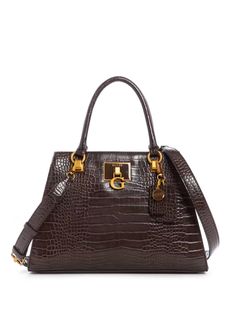 Stephi Croc Girlfriend Satchel | GUESS Guess Mini Satchel, Guess Aviana Bag, Handbags Guess, Latest Handbags, Perfect Handbag, Guess Handbags, Quilted Totes, Trending Handbag, Michael Kors Hamilton