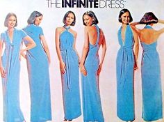 an image of three women in dresses on the cover of a sewing pattern for misses