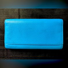 New Coach Three Fold Wallet With Id Card Holder, Bright Blue, Tag Still On Wallet Blue Everyday Rectangular Wallet, Blue Wallets With Interior Card Slots For Daily Use, Coach Wallets With Card Slots For Travel, Light Blue Rectangular Travel Wallet, Blue Wallets With Card Slots For Daily Use, Blue Travel Clutch Wallet, Blue Rectangular Wallet For Everyday Use, Rectangular Blue Wallet For Everyday Use, Blue Travel Wallets With Card Slots