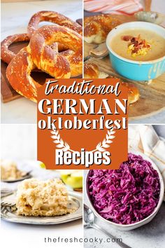 Pin for Best Traditional Oktoberfest Recipes with images of large German pretzels, beer cheese soup, Apfel cake and Red Cabbage (Rotkohl) Frankenmuth Recipes, German Party Food, Vienna Recipes, Oktoberfest Party Ideas, Oktoberfest Recipes, Beef Stew With Beer, Oktoberfest Menu, Dish Sides, Foreign Recipes