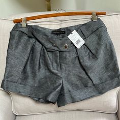 Gorgeous Cynthia Steffens Cuffed Pleated Shorts In Linen/Silk Blend , 2 Front Pockets 2 Back Size 6 Waistband 16” Across Flat Waist To Bottom Hem 12” New , Never Worn Elegant Gray Short Length Bottoms, Chic Gray Short Length Bottoms, Chic Gray Short Bottoms, Gray Shorts, Tie Shorts, Sailor Dress, Mid Rise Shorts, White Slip, Pleated Shorts