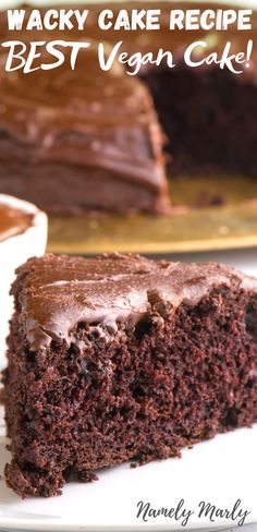 a slice of chocolate cake on a white plate