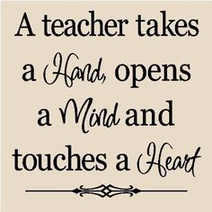 a teacher takes a hand opens a mad and touches a heart