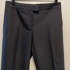 This Is A Beautifully Made Pair Of Slacks From Ann Taylor. Just A Little Too Tight On Me. 53% Polyester, 43% Wool, 4% Spandex. Dry Clean. Fitted Straight Leg Bottoms With Vertical Stripes, Elegant Striped Pants For Office, Elegant Striped Office Pants, Fitted Bottoms With Vertical Stripes And Straight Leg, Elegant Pinstripe Tapered Leg Pants, Striped Straight Pants For Office, Striped Trousers For Business, Striped Business Trousers, Wide Leg Pinstripe Business Pants