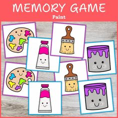 printable memory game for kids to color and paint with the words memory game on it