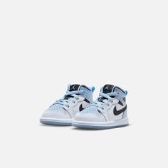 Air Jordan Kids' 1 Mid 'White Ice Blue' (TD) – Puffer Reds Jordan Shoes For Kids, Baby Jordans, Jordan Shoes Girls, Baby Supplies, Baby Boy Shoes, Kids Jordans, Boy Shoes