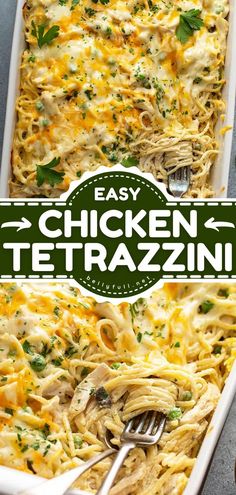 Easy Chicken Tetrazzini, dinner ideas, comfort food Tetrazzini Chicken, Easy Chicken Tetrazzini, Chicken Tetrazzini Recipes, Cheesy Chicken Casserole, Resep Pasta, Chicken Tetrazzini, Chicken Easy, Fettuccine Alfredo, Baked Chicken Breast