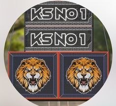 an image of a sign with lions on it that says keno 1 and keno 2