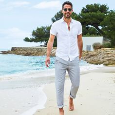 Kick back and relax this Summer. Tap to shop or click #linkinbio to shop the outfit #menswear #mensstyle #fashionformen #mensshirts… Beach Wedding Mens Attire, Wedding Glamping, Mens Beach Wedding Attire, Beach Wedding Men, Mens Beach Style, Beach Wedding Outfit, Beach Outfit Men, Casual Beach Wedding, Rehearsal Dinner Outfits