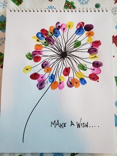 a drawing of a dandelion with the words make a wish