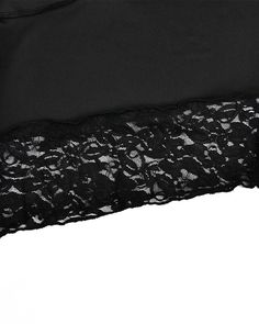 Details: Long-sleeve T-shirt with lace designTop Length: Normal Sleeve Length: Long Sleeves Materials: 95% Polyester + 5% Spandex Black Lace Top With Crew Neck, Lace Crew Neck Stretch Top, Black Stretch Top With Lace Collar, Lace Stretch Crew Neck Top, Stretch Black Top With Lace Collar, Stretch Lace Top With Crew Neck, Black Lace Tops With Lace Cuffs, Stretch Lace Tops With Lace Trim, Stretch Lace Top With Lace Collar