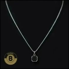 Kare Stainless Steel Box Chain Necklace with Square Stone Pendant - BERML BY DESIGN JEWELRY FOR MEN Square Stone Pendant, Diamante Bracelet, Men's Necklaces, Leather Choker Necklace, Box Chain Necklace, Square Stone, Natural Stone Bracelets, Black Pendant, Square Pendant