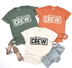 Birthday Crew Shirt, Birthday Group T-Shirt, Birthday Team Tees, Birthday Party T-shirt, Comfort Colors Shirt, Birthday Squad Outfit Gifts HOW TO ORDER: - Please, check and review all the photos. - Select your T-shirt size from the selection box. - Select your T-shirt color from the selection box. - Personalization box is only for design color information, enter your design or text color in the personalization box (see images for options) UNLESS otherwise indicated. - Select the quantity. - Add to cart. - Complete checkout! PRODUCT DETAILS: *Comfort Colors Brand *6.1 oz., 100% ringspun cotton *Preshrunk, soft-washed, garment-dyed fabric *Twill taped shoulder-to-shoulder *Sleeves and bottom hem expertly double-needle stitched * UNISEX SIZING, not a Women's size! * Retail fit * Pre-shrunk * Group Birthday Shirts Ideas, Birthday T Shirts Ideas For Group, Group Tshirt Ideas Friends, Birthday Group Outfits, Birthday Tshirts Group, Birthday Crew Shirts Ideas, Group Birthday Shirts, Jamaica Party, Birthday Group Shirts