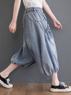 High Waist Wide Leg Jeans, Seasons Autumn, Denim Decor, Elastic Waist Jeans, Cotton Linen Pants, Jean Pants, Black Pants Casual, Boho Style Dresses, Loose Jeans