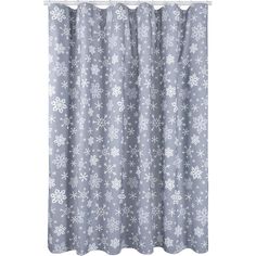 a shower curtain with snowflakes on it