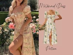 This milkmaid dress sewing pattern is perfect for DIY enthusiasts who love dresses and picnic vibes! It comes in sizes XXS-2XL and includes detailed instructions with images, making it easy for anyone to create a flowy and lightweight dress that is comfortable to wear and moves with the body. The pattern is designed by professional designers and comes in an automatic digital download.  All seam allowances are 1/2′′. The best fabric options for a milkmaid dress include cotton, linen, rayon, or chambray. Choose a fabric that you love and that suits the style of the dress. You will need 5 to 6 yards of fabric, matching thread, interfacing, elastic, an invisible zipper, and basic sewing notions. The milkmaid dress is a versatile garment that can be dressed up or down, making it perfect for any Sundress Sewing Patterns, Diy Picnic, Picnic Vibes, Robe Diy, Milkmaid Dress, Lightweight Dress, Dress Sewing Pattern, Dress Sewing, Diy Dress