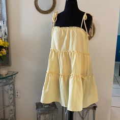 Brand New With Tags. Beautiful Summer Color. Size Small. Yellow Fluffy Dress, Summer Homecoming Dresses, Spring Cotton Sundress For Brunch, Cotton Sundress For Spring Brunch, Spring Brunch Cotton Sundress, Yellow Dress Casual, Cute Yellow Dresses, Making Outfits, 70s Mini Dress