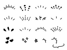 a set of different types of numbers and symbols in black ink on a white background