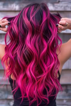 Magenta Hair Color, Edgy Hair Color Ideas, Fuschia Hair, Magenta Hair Colors, Blue And Pink Hair, Magenta Hair, World Hair