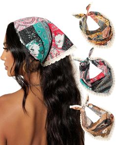 PRICES MAY VARY. TIE-BACK TRIANGLE HEAD SCARF FITS MOST PEOPLE: The head bandana for women's hair is a tie-back design, so you can tie bandanas for hair on as often as you like. It fits most head circumferences and meets most hairstyling requirements CLIPLESS DESIGN ALLOWS YOU TO USE EASY AND COMFORTABLE: We replace the classic elastic band design with a tie-back design without metal clips to protect your scalp and hair, making women head coverings easier and more comfortable for you to wear VIN Women Head Coverings, Boho Hair Scarf, Boho Head Scarf, Triangle Head Scarf, Hair Bandanas, Head Kerchief, Pirate Hair, Scarf Fits, Triangle Head