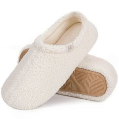 Our slipper is ergonomically designed to make it more suitable for your feet condition, whether you are normal or flat-footed, soft memory foam rebounds slowly to bring you pillowy feelings. Size: 5-6.  Color: White.  Gender: female.  Age Group: adult. Shoes Design, Loafer Slippers, Heel Slippers, Comfortable Sandals, House Slippers, Polar Fleece, Comforters Cozy, Ivory White, Easy Wear