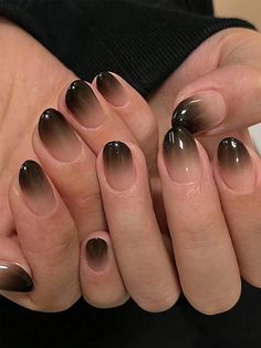 Black  Collar    Color Nails,Bare Nails Embellished   Nail,Hand & Foot Care Jelly Gel Nails Short, Goth Nails Short, Goth Short Nails, Short Goth Nails, Black Jelly Nails, Anting Manik, Masc Women, Gel Press On Nails, Goth Nails