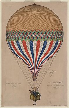 an old drawing of a hot air balloon