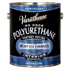 a can of paint that is black and white with the words polyurephane on it