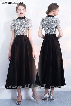 10% off now|Free shipping world-wide. Black And White Lace Retro Party Dress With Short Sleeves at GemGrace. Click to learn our pro custom-made service for wedding dress, formal dress. View #WeddingGuestDresses for more ideas. White Evening Dress With Contrast Lace, Short Sleeve Lace Dress For Prom, Short Sleeve Lace Dress For Prom Season, Lace Short Sleeve Dress For Prom Season, White Short Sleeve Dress For Prom, Elegant Black Short Sleeve Lace Dress, Party Lace Dress With Short Sleeves, Short Sleeve Lace Bodice Party Dress, Elegant Black Lace Dress With Short Sleeves